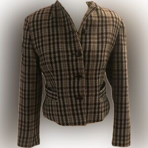 Vintage Italian Made Wool and Kashmir Plaid Blazer Jacket No Manufacture Tag